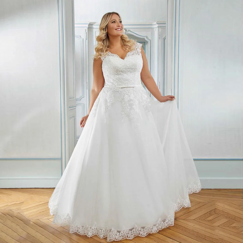 Robe de mariée romantique A-Line, manches cape, col en V, appliques, longue robe de patients, grande taille pour les grandes femmes