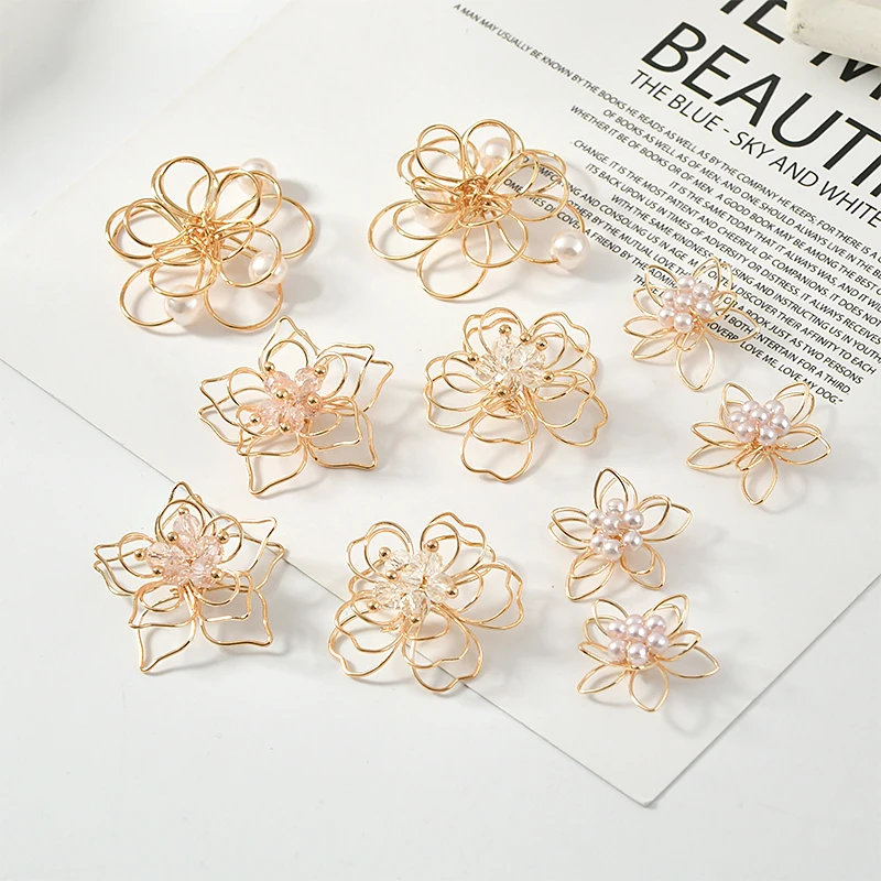 

Min order 20pcs/lot beads core cartoon flowers shape Winding copper florals diy jewelry earring/garment accessory