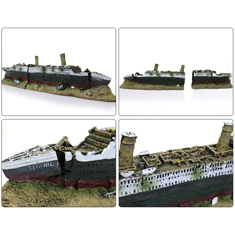 Fish Tank Aquarium Accessories Resin Pirate Ship Cave Aquarium Beautification Fish Tank Decoration Shipwreck Landscape Crafts