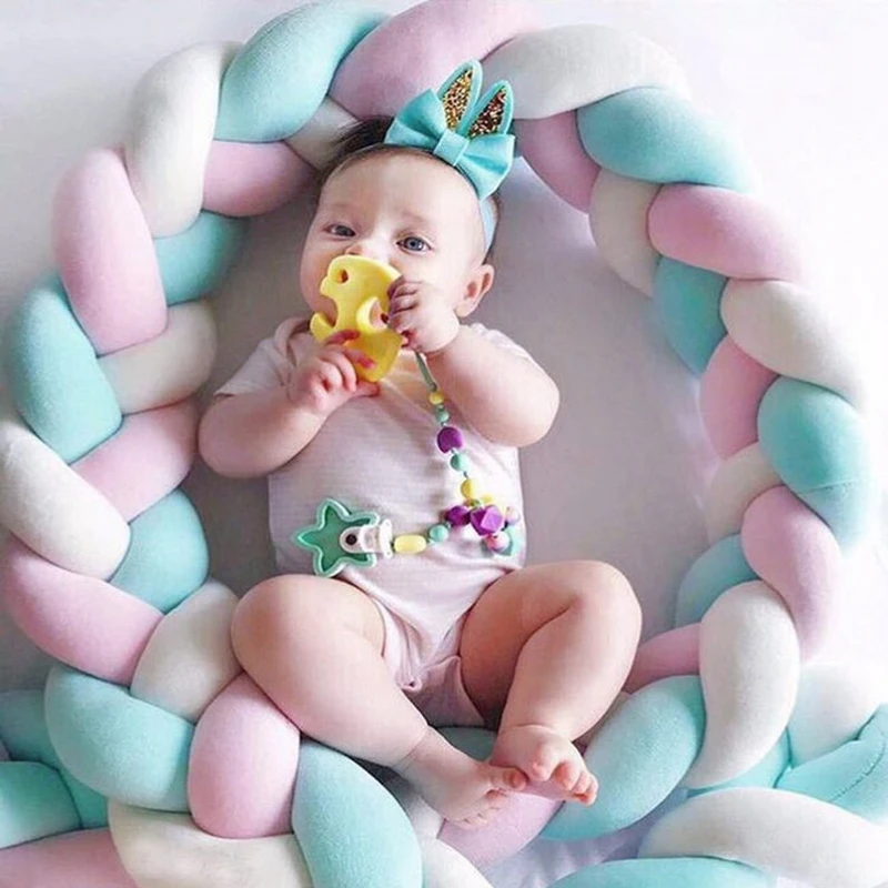 1-4 M 3 Knot Soft Baby Bed Bumper Crib Pad Protection Bedding for Infant Cotton Colorful Pillow Bumpers For Baby Room Decor