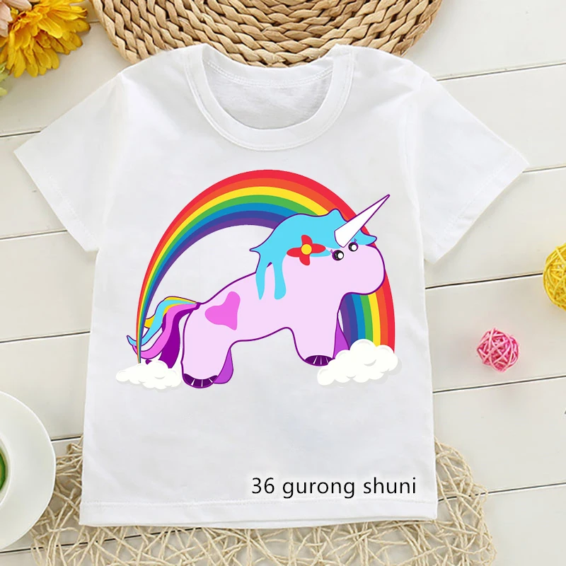 

Unicorn Boys&Girl Cartoon Print Girls T Shirt Kids Happy Birthday Gift Number Clothes 2-10th T-Shirt Funny Children Clothing