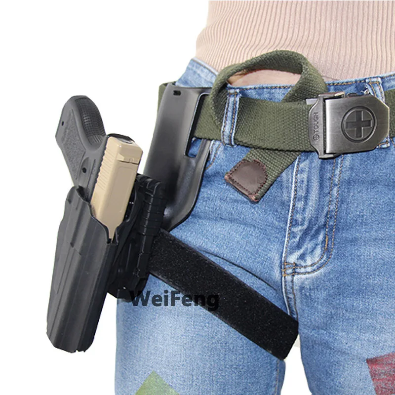 Tactical Thigh Gun Holster Strap, Drop Leg Band, Universal QLS 19 22 Glock 17 19 M9 Airsoft Pistol Leg Strap Hanger