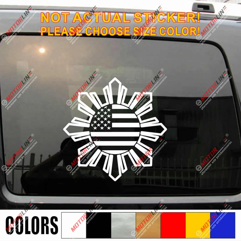 

Philippines American USA Flag Sun Star Symbol Decal Sticker Car Vinyl Filipino