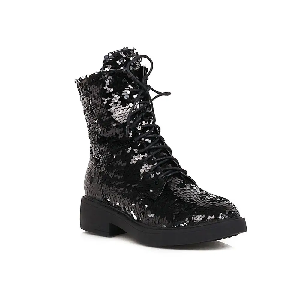 Color-Changing Sequined Cloth Autumn And Winter Trendy Women\'s Boots One-Color Changing Multi-Color Magical Shoes Sequin Circle