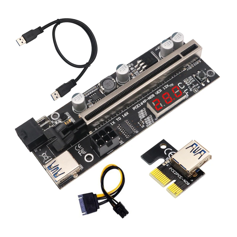 Riser PCIE pour carte vidéo, adaptateur de câble d'extension USB3.0 Cabo Riser PCI Express X16 température pour minage de Bitcoin 1-10 pièces