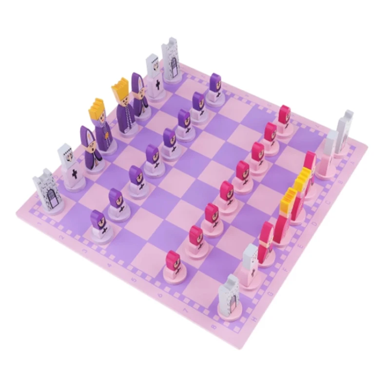 Travel Chess Set with Chess Board Educational Toys for Kids and Adults Pink