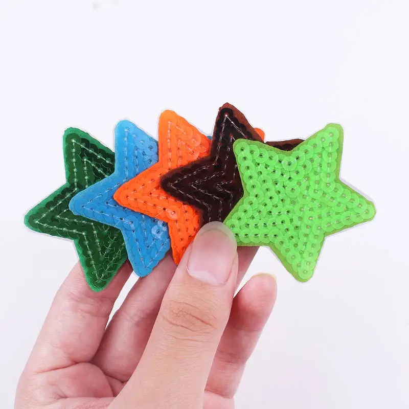 

Five-pointed star Patch Sequins Iron On Patches On Clothes Cartoon Star Apparel Sewing Backpack Jean Accessories Applique Stripe