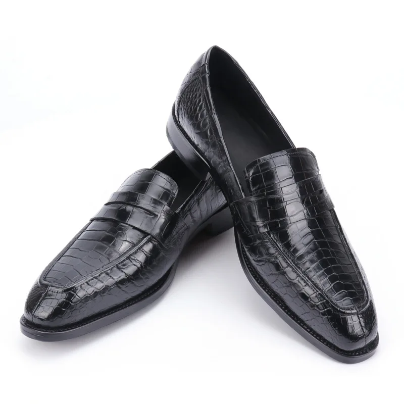 Sipriks Luxury Crocodile Belly Penny Loafer Men's Casual Leather Shoes Goodyear Wetlted Shoe Slip on Topsiders Wedding Suits 44