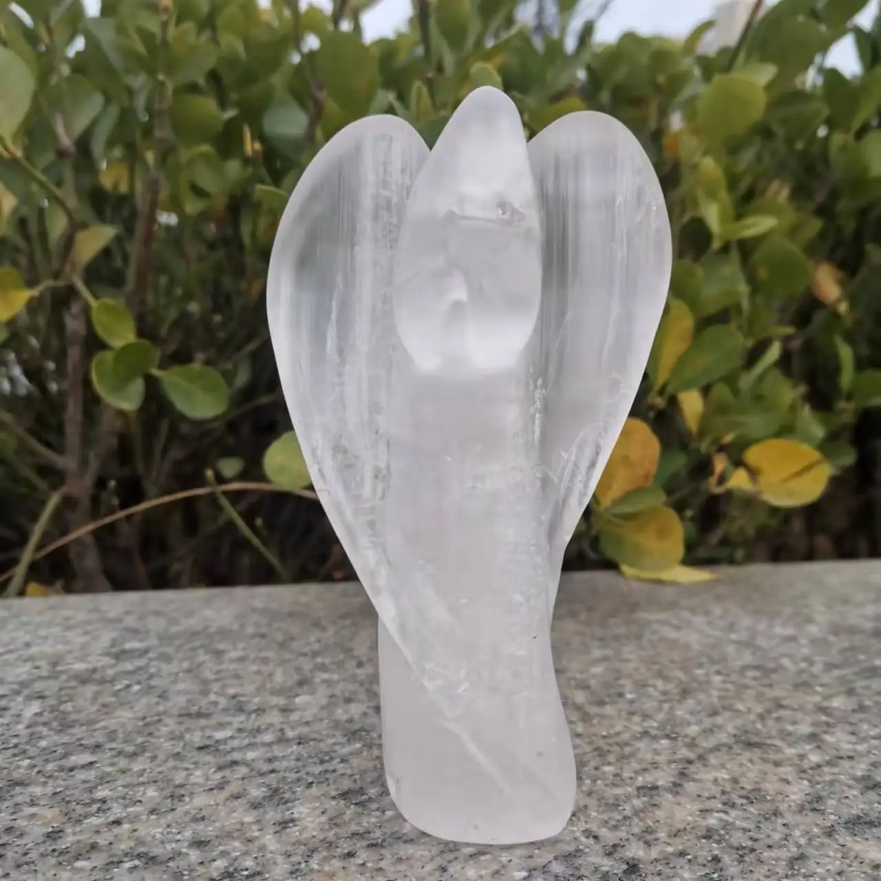 Natural Selenite Carved Pocket Peace Prayer Healing Angel gypsum Angel Healing Statue