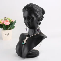 Maniquí de resina negra para exhibición de joyas, colgante de collar, pendiente, soporte de exhibición, estante de exhibición de joyería decorativo