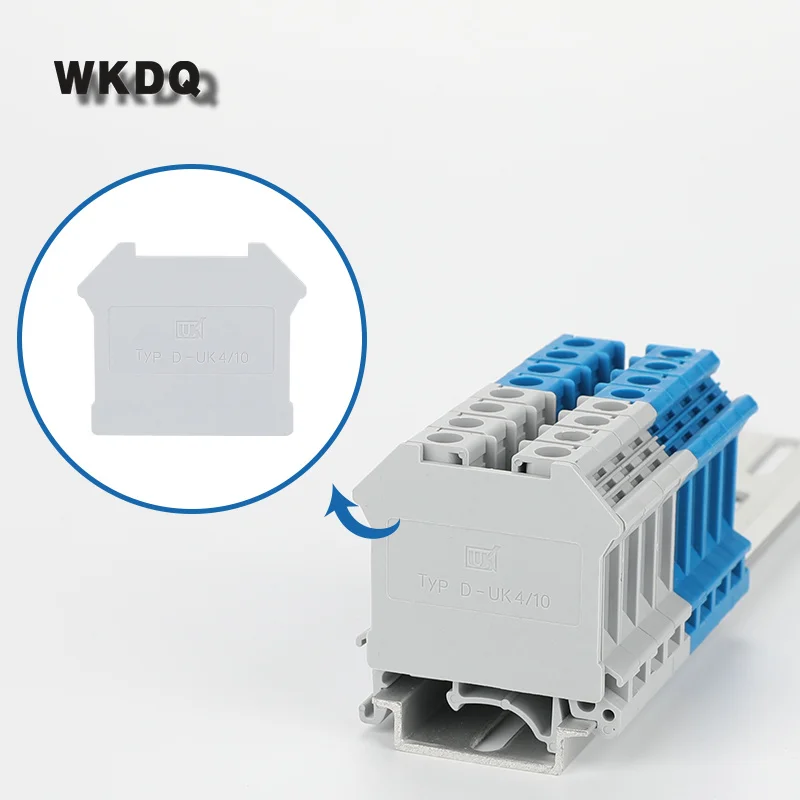 10Pcs D-UK4/10 End Barrier Plate For UK 3N/5N/6N/10N/25 UIK16 Connector D UK 4/10 Din Rail Terminal Block Accessories End Cover