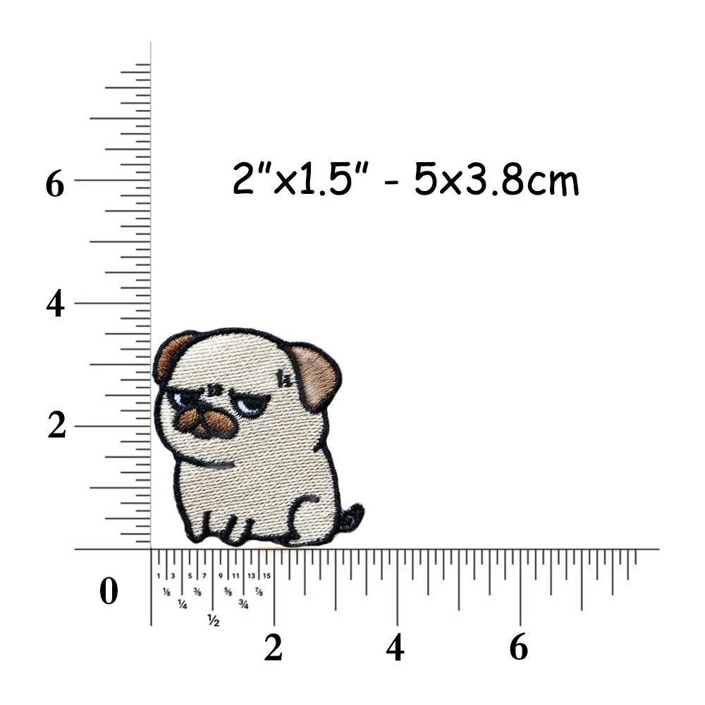 Pug cão animal remendos bordado bonito applique pouco logotipo roupas diy ferro ou costurar no remendo crianças chapéu sacos emblemas