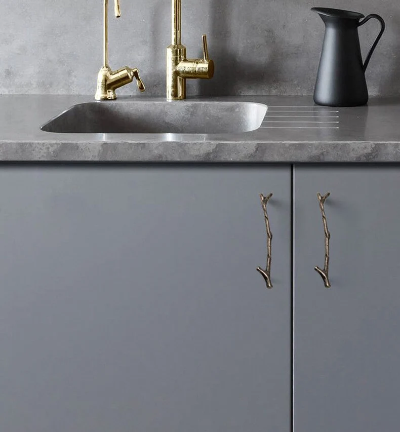 YUTOKO Knöpfe Tür Zieht Hardware Mode Baum Zweig Möbel Griff 96mm 128mm Schwarz Silber Bronze Küche Schrank Griffe – Detail 1