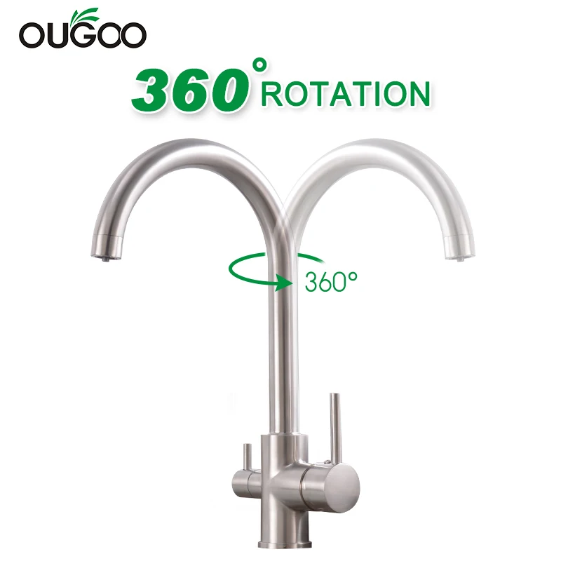 Drinking Water Purification Tap Brushed Nickel Kitchen Sink Faucet Mixer Design 360 Degree Rotation filtered Kitchen Faucet