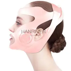 Grey Pink Electric V-shaped Thin Face Slimming Cheek Mask Massager Facial Lifting Machine V-Line Lift Up Bandage Therapy Device