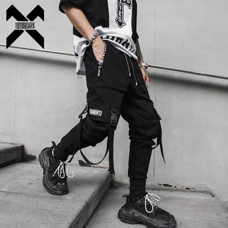 

Hip Hop Joggers Pants Men Harajuku Streetwear Ribbons Pants Casual Slim Track Trousers Elastic Waist Male Jogger WB284