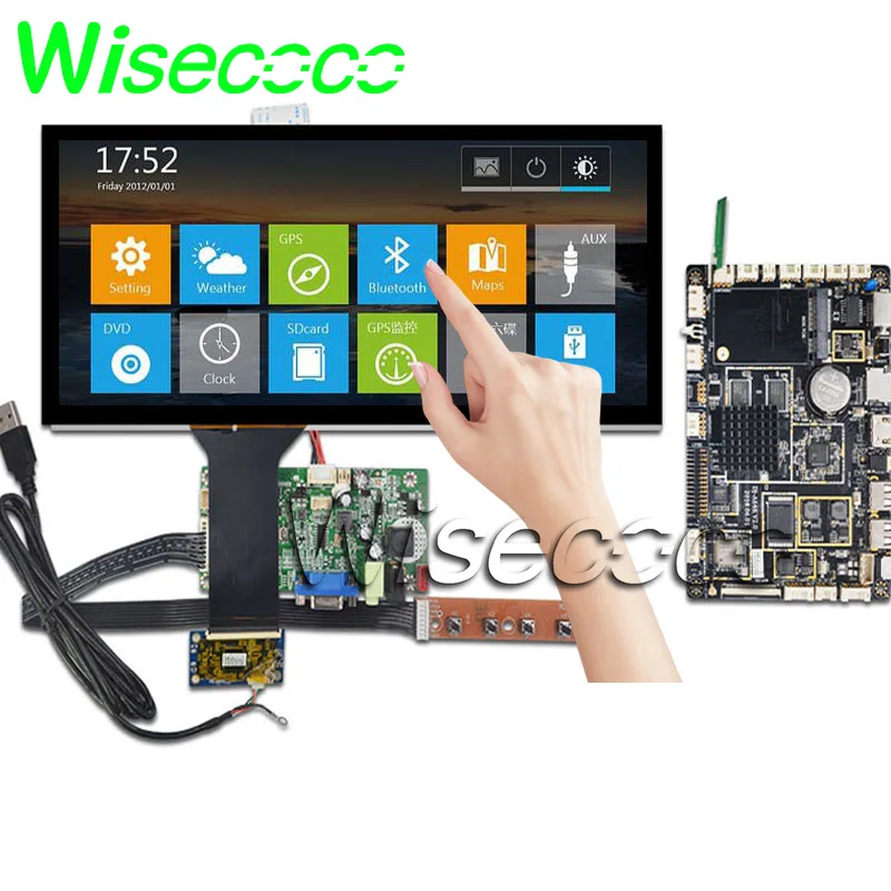 

wisecoco 12.3 inch automotive instrumentation LCD display HSD123KPW1-A30 40 pin LVDS VGA + touch panel+android board