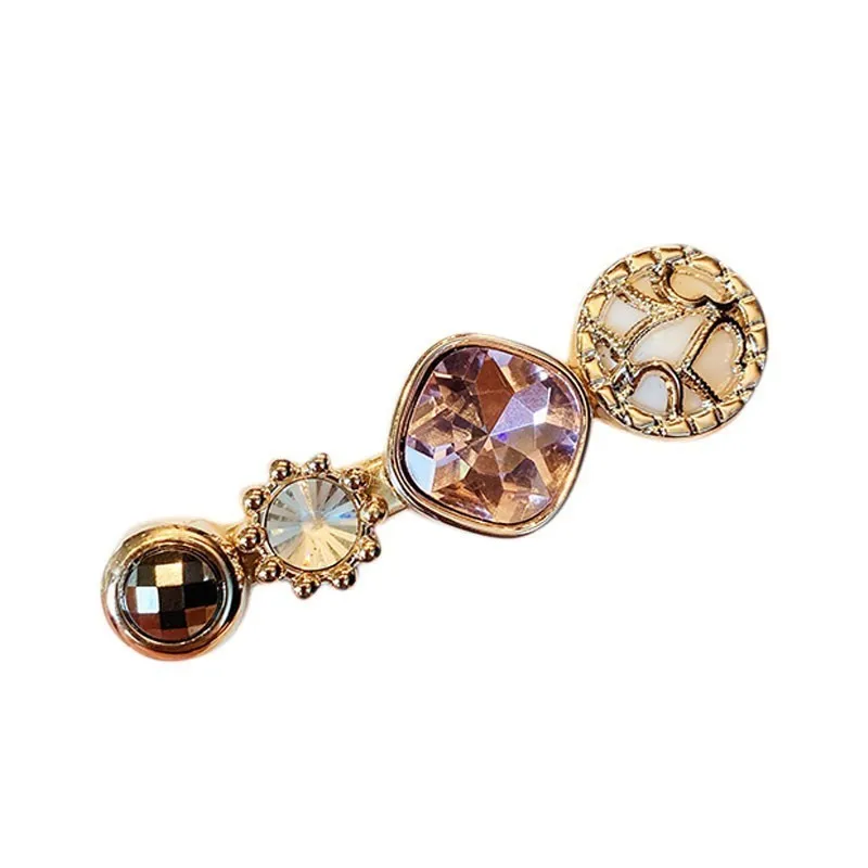 Ins Korean Crystal Barrettes for Women 2022 Fashion Geometric Crystal Hair Clips Hairpins Hair Accessories Jewelry Bobby Pins