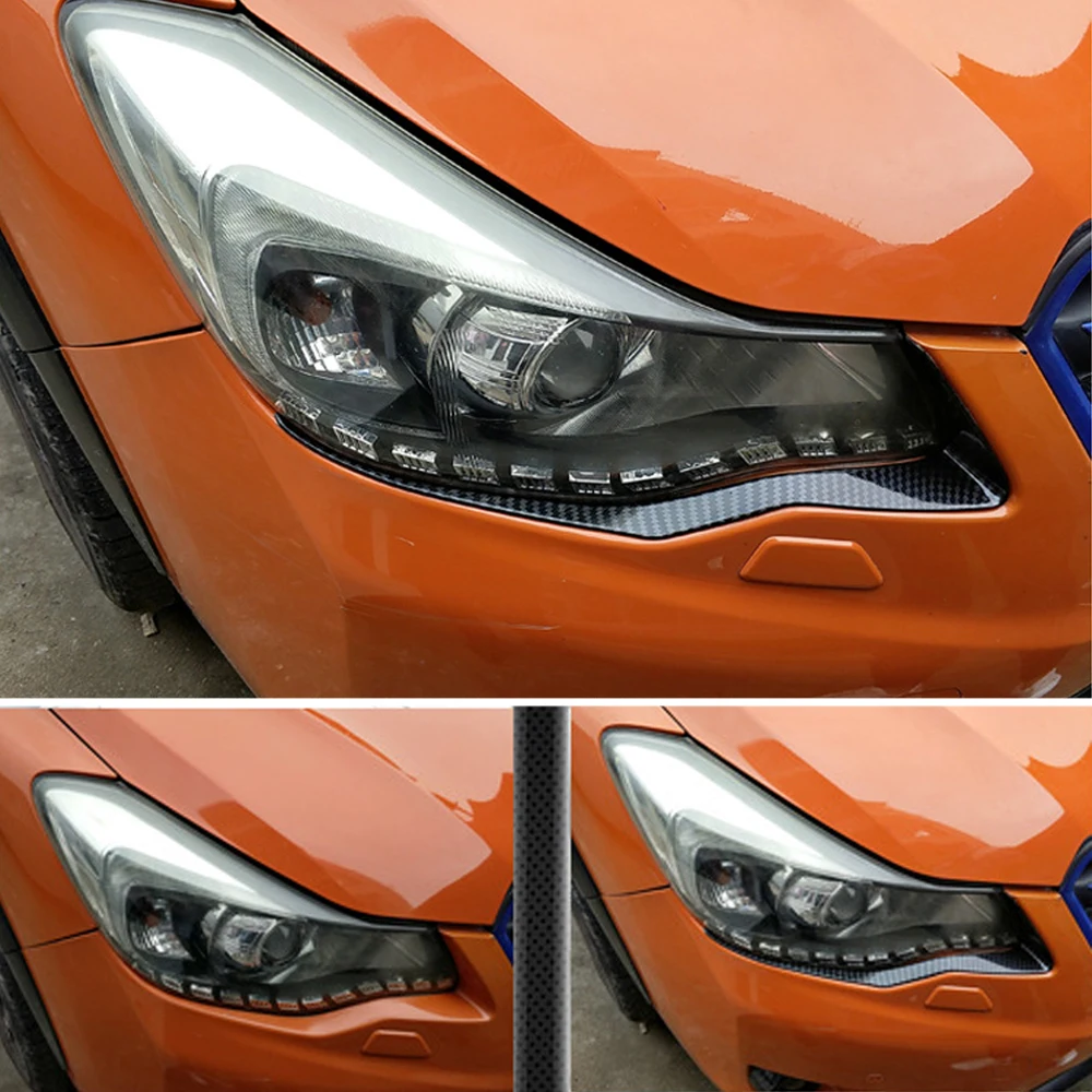 K-Car Headlight Down Eyebrow Decorative Cover Sticker Trim ABS Carbon Fiber For Subaru XV 2012 2013 2014 2015 2016