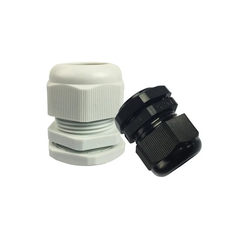 10/5Pcs กันน้ำ Cable Gland Connector IP68สีขาวสีดำไนลอนพลาสติกเมตริกสาย M20 M22 M24 M25สำหรับ10-16มม.