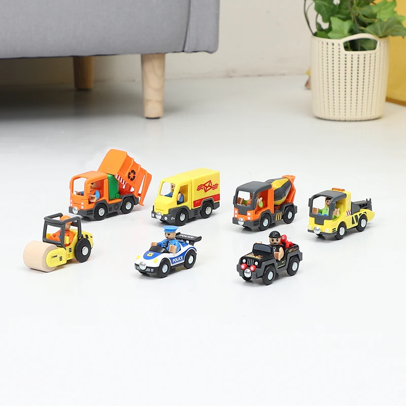Variety of Optional Rail Car Utility Vehicles Aircraft Compatible with All brands Wooden Tracks Trains Children Car Toy Gifts