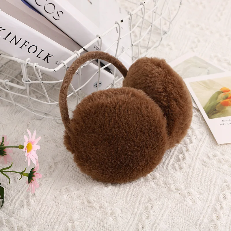 แฟชั่นสีทึบกลับสวมหู Soft Earmuffs ผู้หญิง Thicken Plush หู Protector อุ่นฤดูหนาว Man Faux Fur Earmuff