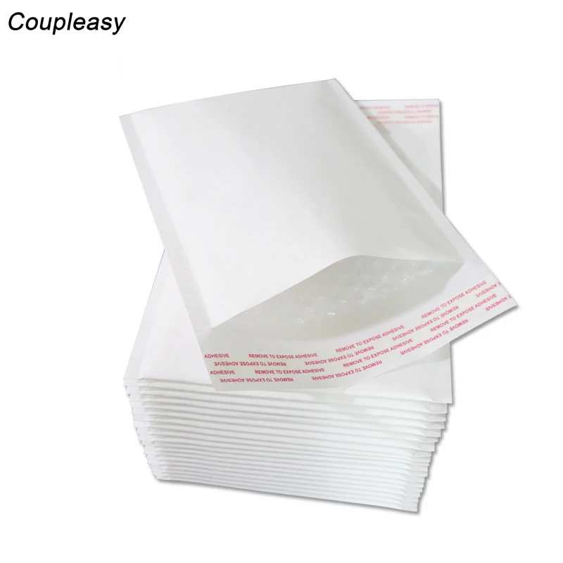 Sobres de burbujas de papel Kraft blanco para correo, bolsas acolchadas de espuma, impermeables, 8 tamaños, 50 piezas