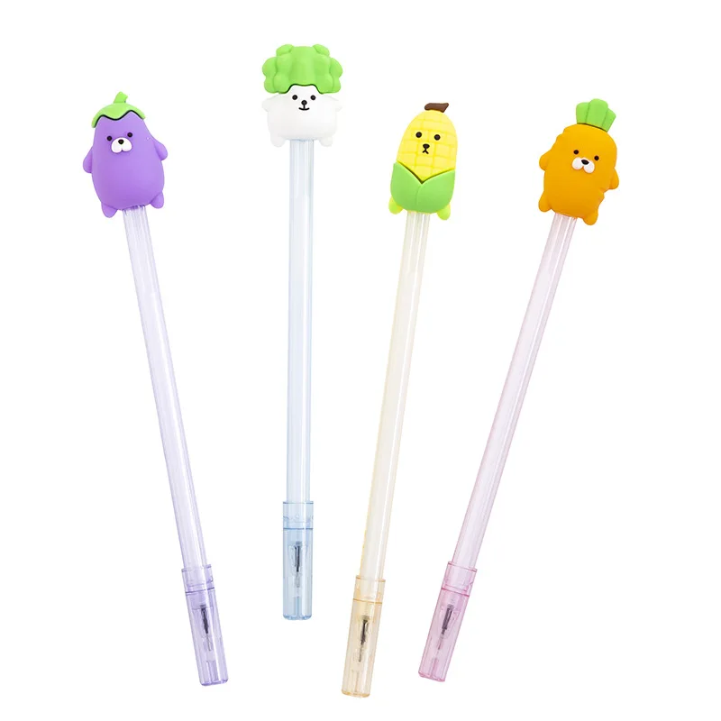 

50PCS New Transparent Rod Creative Vegetable Baby Cartoon Student Gel Pen Black 0.5mm Learning Stationery Creative Pen