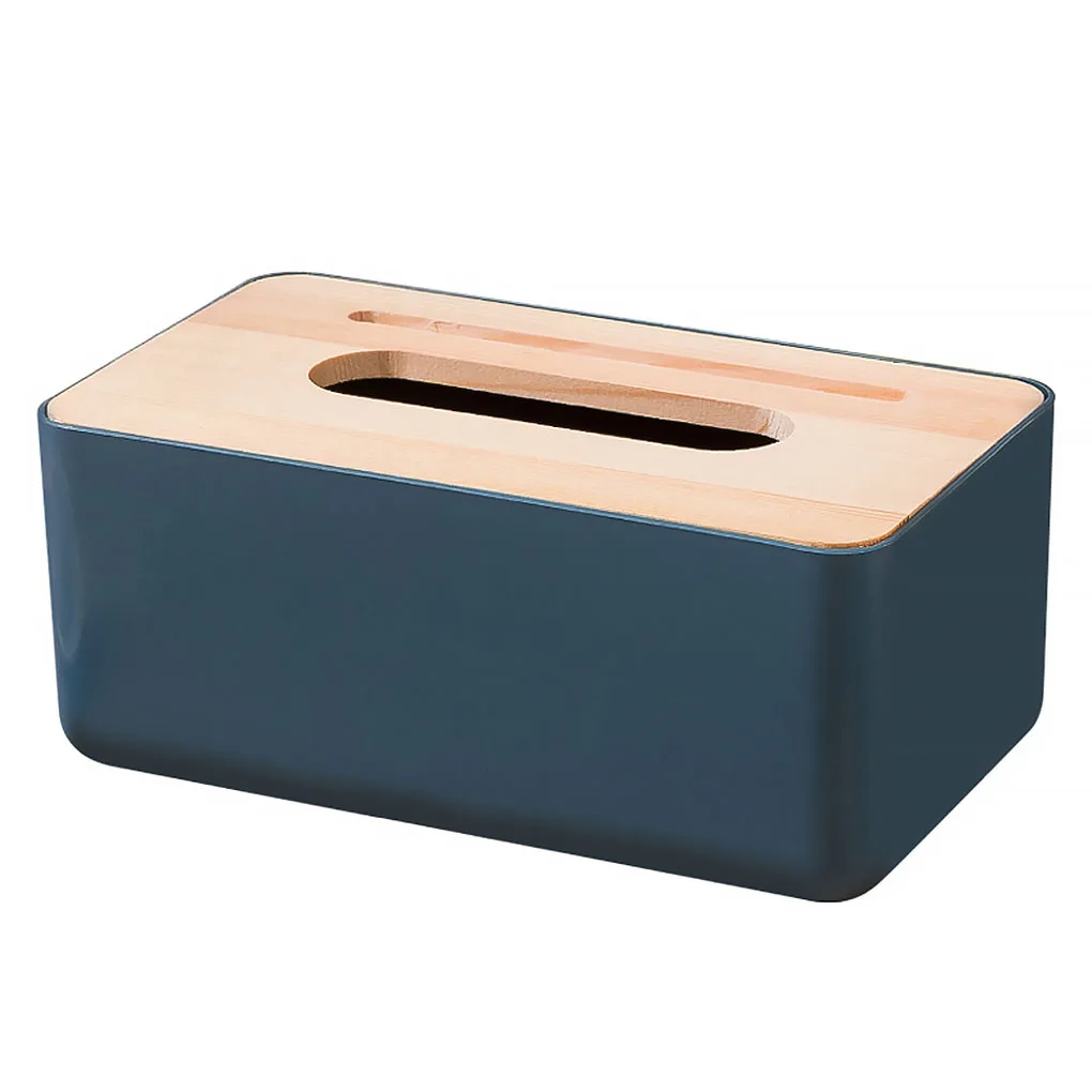 1pcs Tissue Box Holder Household Wooden Cover Paper Container Napkin Storage Case Phone Bracket Slot Design for Living Room