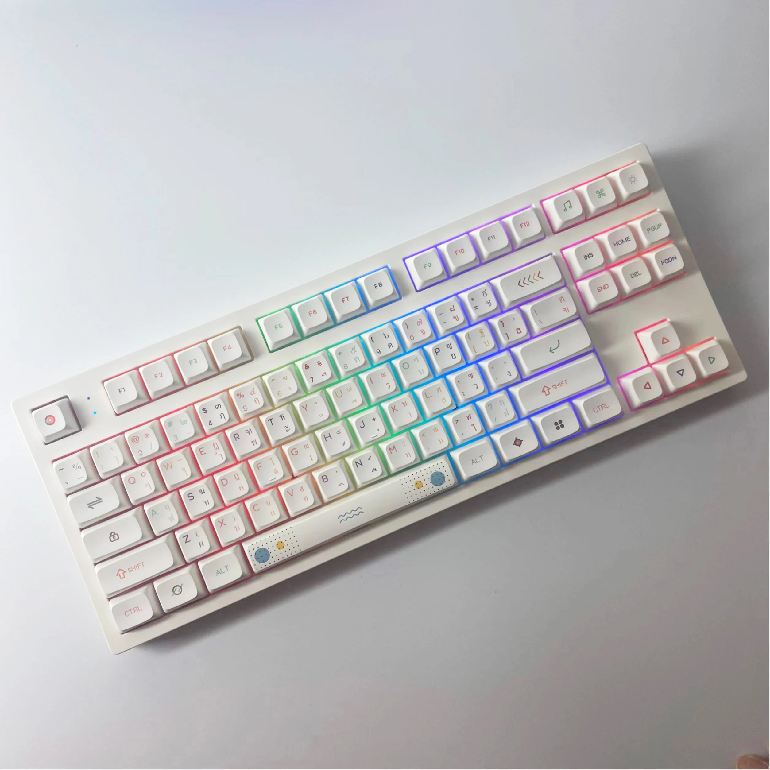 【Skyline】 الأصلي الجديد 127 مفتاح التايلاندية ضوء النيون Keycap XDA ارتفاع PBT التسامي Keycap صندوق