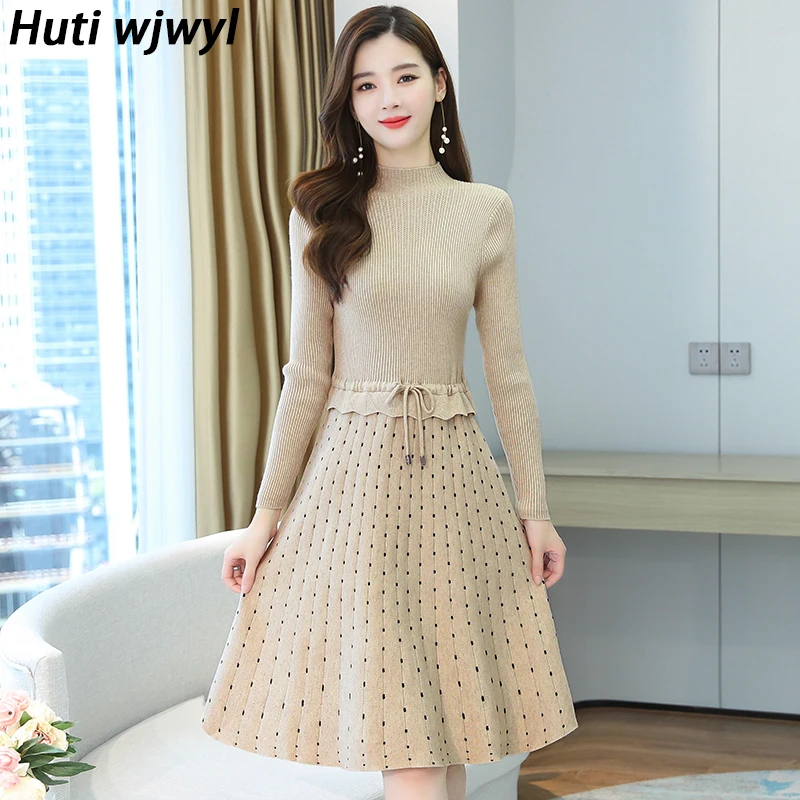 

Autumn Winter Knitting Warm Thick Dress Plus Size Vintage Black Casual Sweater 2023 Korean Elegant Women Bodycon Party Vestidos