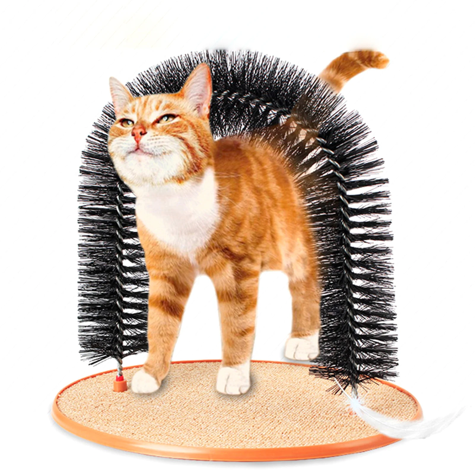 Cat Arch Self Groomer Massager Toy Cat Toys Pet Kitten Scratcher Toys Fur Grooming Cat Brush Shedding With Scratch Pad