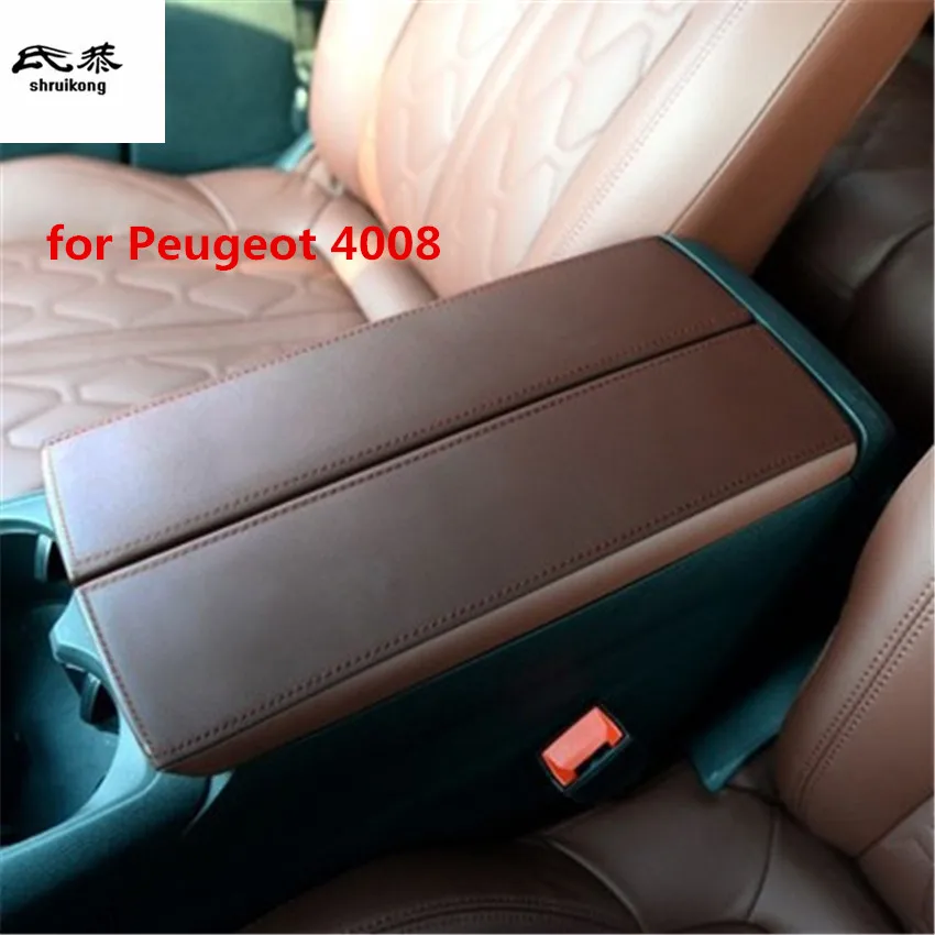 1set Car sticker for 2016-2018 Peugeot 4008 5008 Microfiber Leather car accessories armrest box protection cover