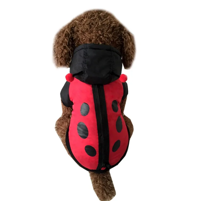 Winter Pet Dog Clothes for Small Medium Dogs Clothing Halloween Ladybug Hoodie for Dog Costume Outfits Puppy Cat Coat