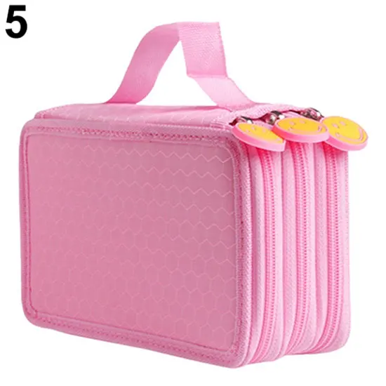 School Pencil Case Large Capacity 3 Layer 52 Holes Student Pen Pencil Storage Zipper Case Holder Office School Supplies