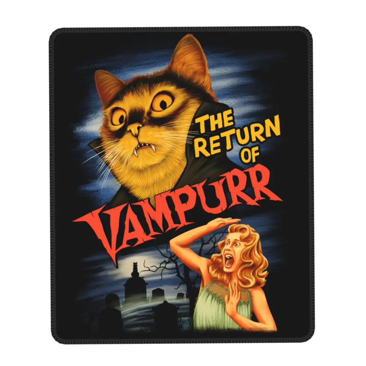 Halloween Cat Mouse Pad Custom Anti-Slip Rubber Base Gamer Mousepad Accessories The Return Of Vampurr Monster Office Laptop Mat