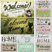 Welcome Home Metal Poster, Tin Signs, Vintage Pet, Family Hanging Plates, Plaque, Bar, Pub, Garden, Farm, Home Wall Decor