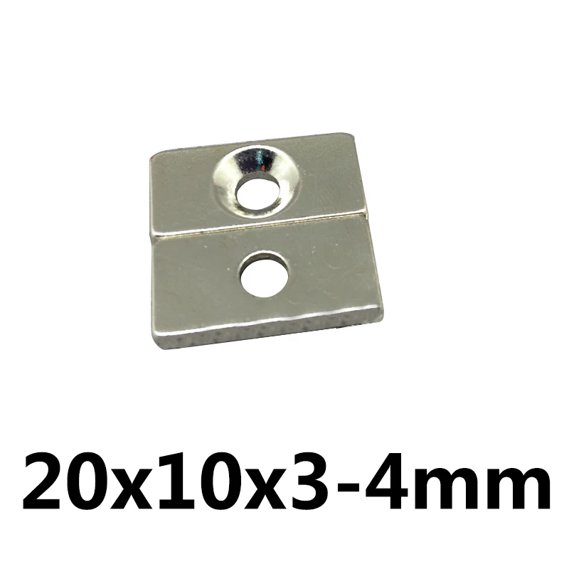 20/30/50PCS 20x10x3-4 Block Powerful Magnet 4mm hole Bulk Sheet Magnet 20x10x3mm-4mm Strong Permanent NdFeB Magnets 20*10*3-4 mm