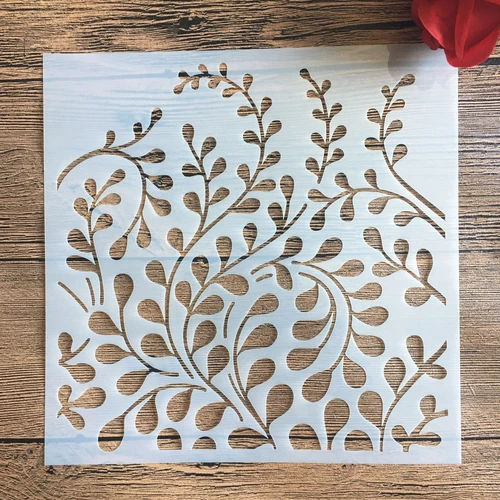 Molde de mandala artesanal de ramas DIY para pintar plantillas, estampado álbum de fotos, tarjeta de papel en relieve en madera, tela, pared, 20x20 cm
