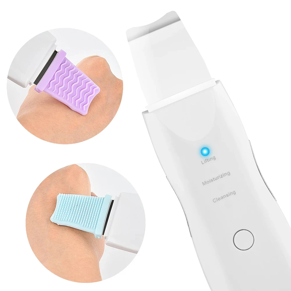 Ultrasonic Skin Scrubber Rechargeable Ion Deep Face Cleaning Vibration Massager Acne Blackhead Removal Cleanser Exfoliating Pore