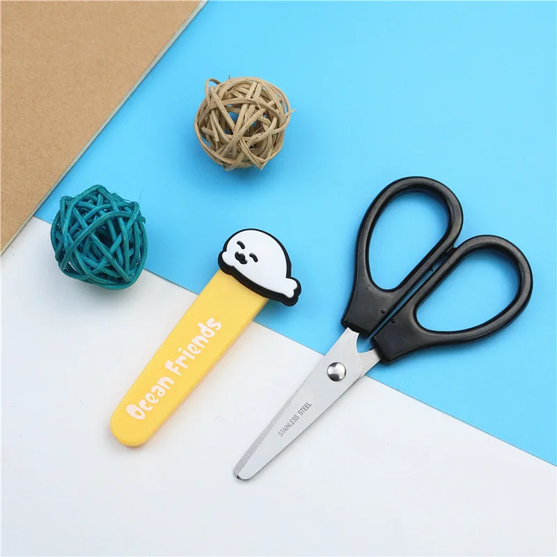 1PCS cute Marine animals student stationery scissors Child safety scissors paper cutting Crop tool