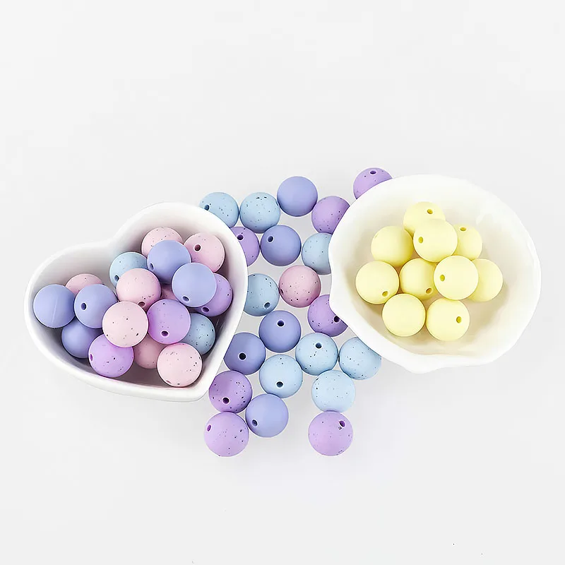 TYRY.HU 50pcs 15mm Silicone Beads DIY Pacifier Chain Necklace Food Grade Bead Nursing DIY  Baby Teether Pearl BPA Free