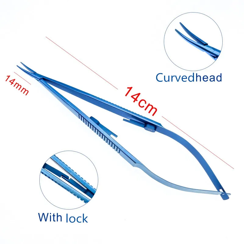 

14cm Surgical Dental Titanium Castroviejo Needle Holder curved with lock Ophthalmic Surgical instrument