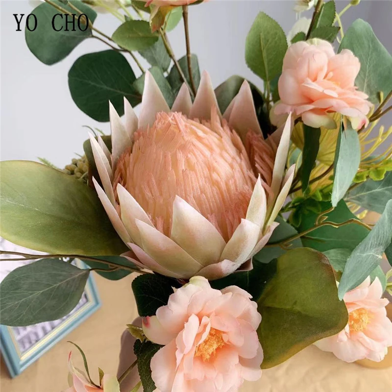 YO CHO-ramo de flores para novias y hermanas, ramo de flores artificiales, monarca rosa, Sims, Azalea, ramos de boda