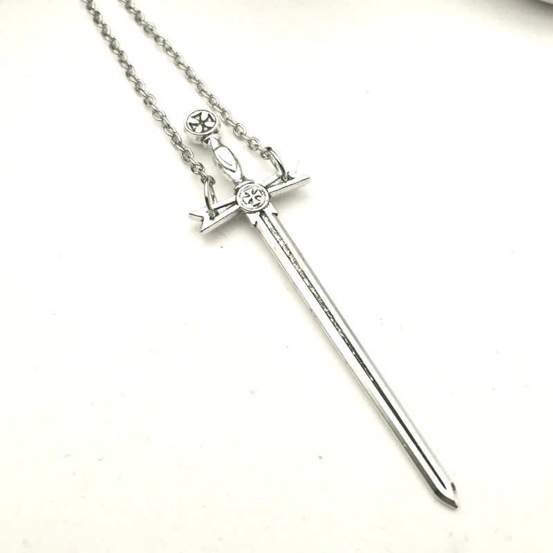 New Long Fashion Sword Hand Necklace Pendant Gothic Jewelry Dark Dagger Men's and Women's Satan Statement Gift