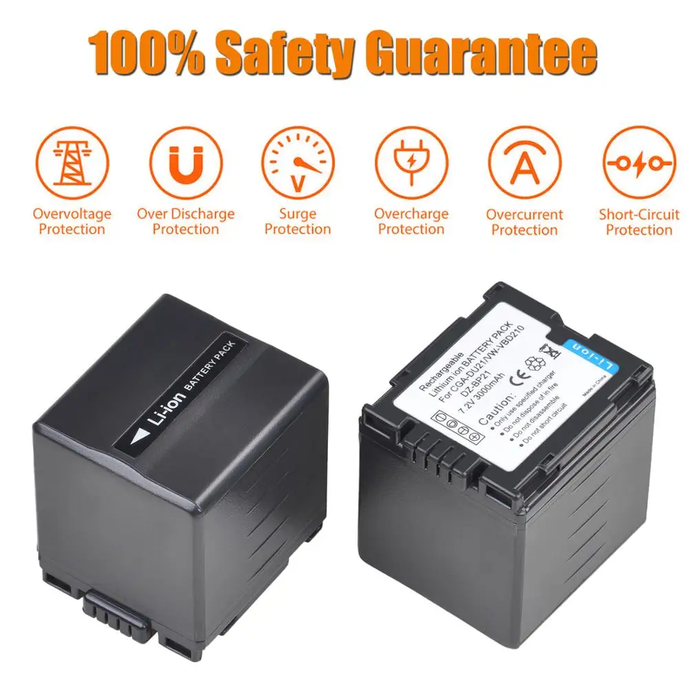 Carregador para câmera-bateria e carregador para panasonic, tamanhos de 3000mah, cga, du21, cgadu21, visual de panasonic, gs400, gs408, gs500, gs560, mx500, pvgs90, vbd210