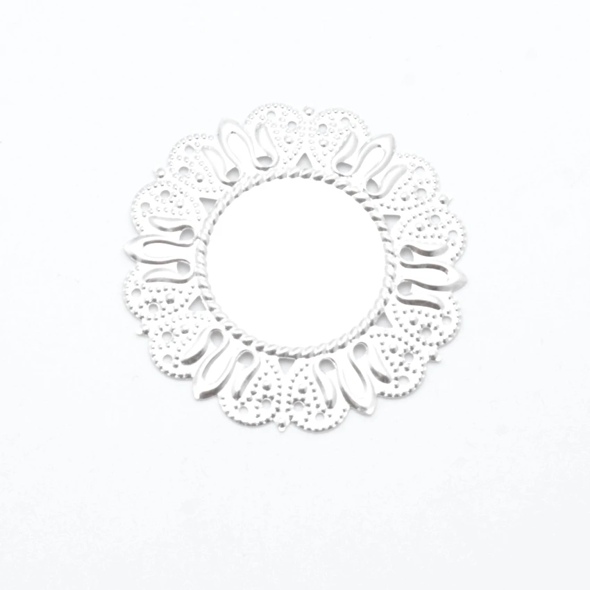 10Pcs 49mm Bronze/gold/silver Filigree Cabochon Setting ( fit 25mm) Wraps Connectors Decoration DIY Embellishments Findings
