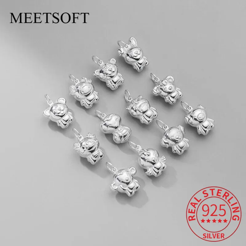 MEETSOFT Vintage 925 Sterling Silver 12 Chinese zodiac Animals DIY Making Finding Handmade Necklace Bracelect Accessories