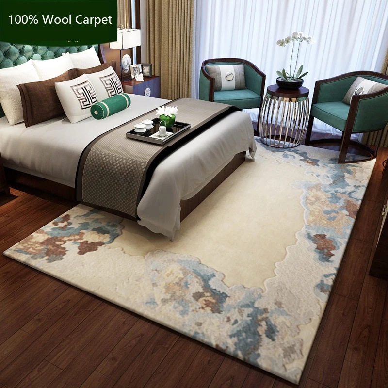 Imported Wool Carpet Simple Europe Thick Rug Handmade Carpet Bedroom Home Sofa Coffee Table Floor Mat Chinese Floral Carpet