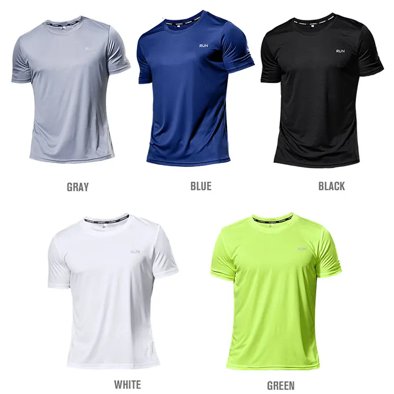 Polyester Sports Gym T Shirt Men Short Sleeve Dry Fit T-Shirt Lightweight Shirt Top Workout Fitness Training Running Shirt S-5XL